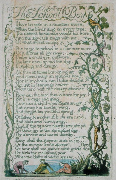 The School Boy, plate 12 from Songs of Innocence, 1789 by William Blake